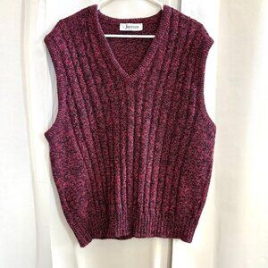 Vtg Jantzen 90s Sweater Vest XL Maroon Confetti Cable Knit Retro Grunge 18837